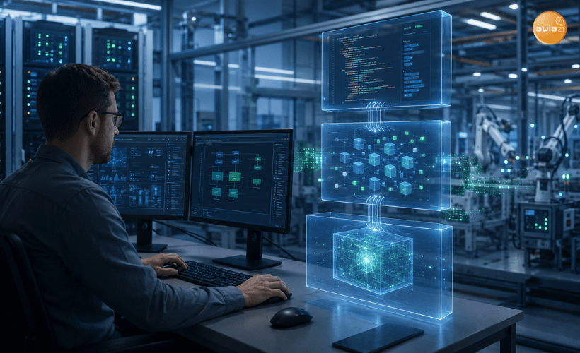 Representación visual del código Java compilado en bytecode y ejecutado mediante la máquina virtual JVM