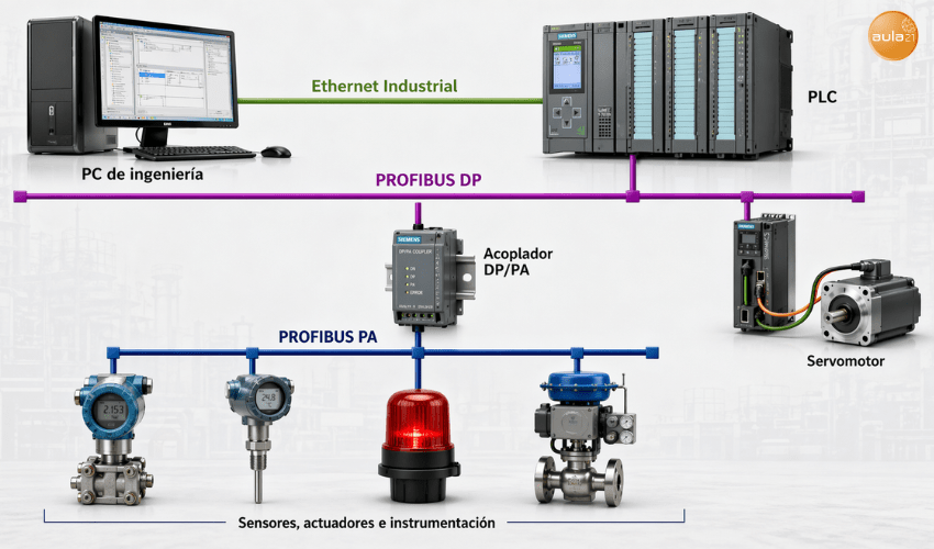 Ejemplo de arquitectura de una red PROFIBUS