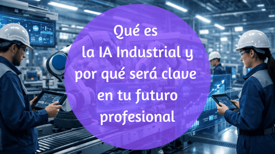 Planta industrial moderna con robots colaborativos y paneles digitales mostrando análisis de datos en tiempo real mediante IA Industrial